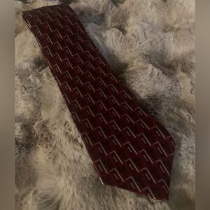 Gianfranco Ruffini Burgundy and gold Geometric Silk Tie NWOT 100% Silk